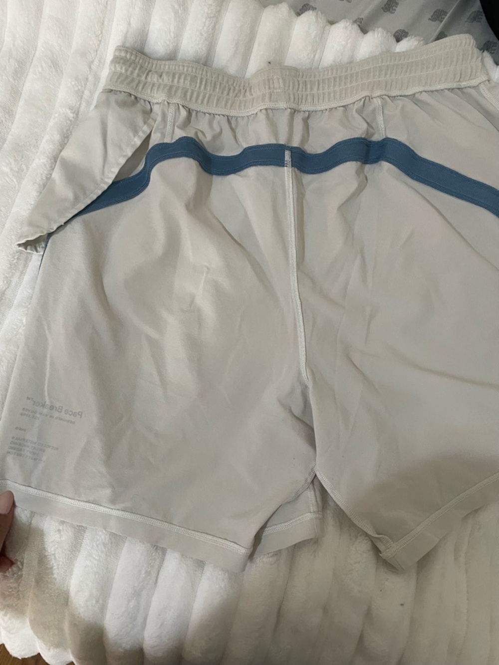 Lululemon Pace Breaker™ White Athletic Shorts with Blue Trim - Picture 12 of 15